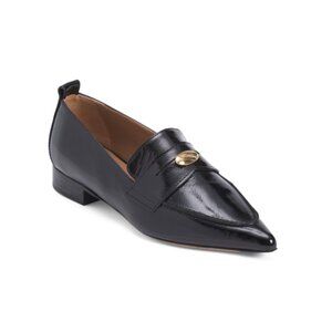 FLATTERED Black Made In Portugal Leather Penelope Loafers